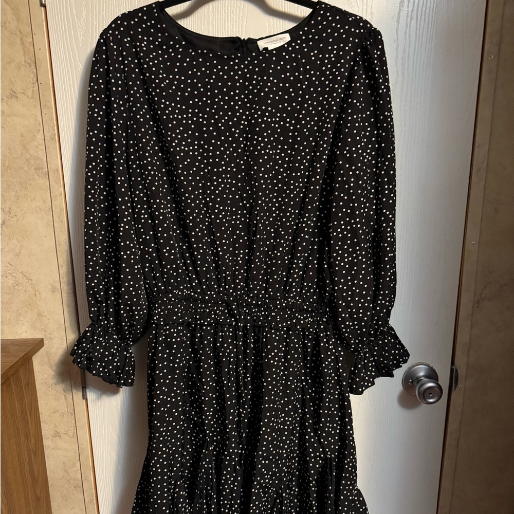 Chic Soul Black and White Polka Dot Dress